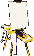 Painter's easel with a blank canvas