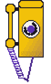 Yellow rotary phone on the wall